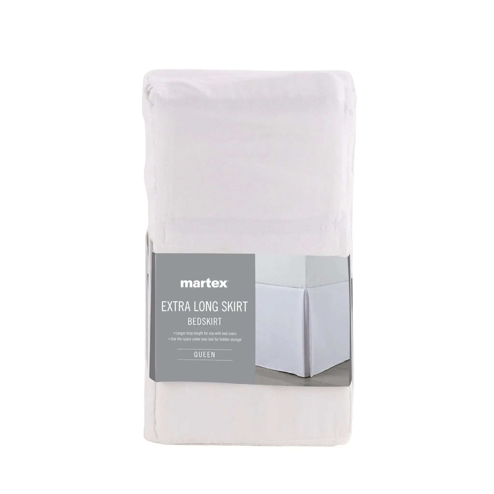 Martex extra long skirt bedskirt packaging on a white background