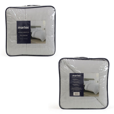 Two packages of Martex bedding set on a white background