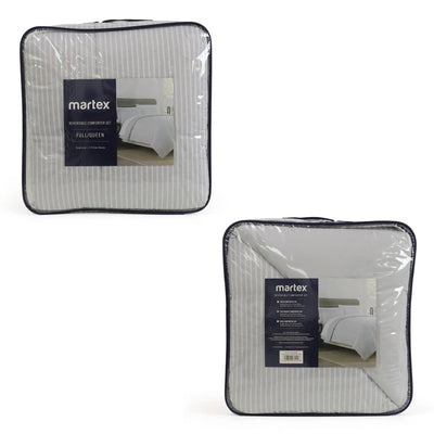 Two packages of Martex comforter set on a white background
