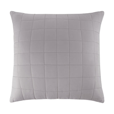 Gray quilted pillow on a white background
