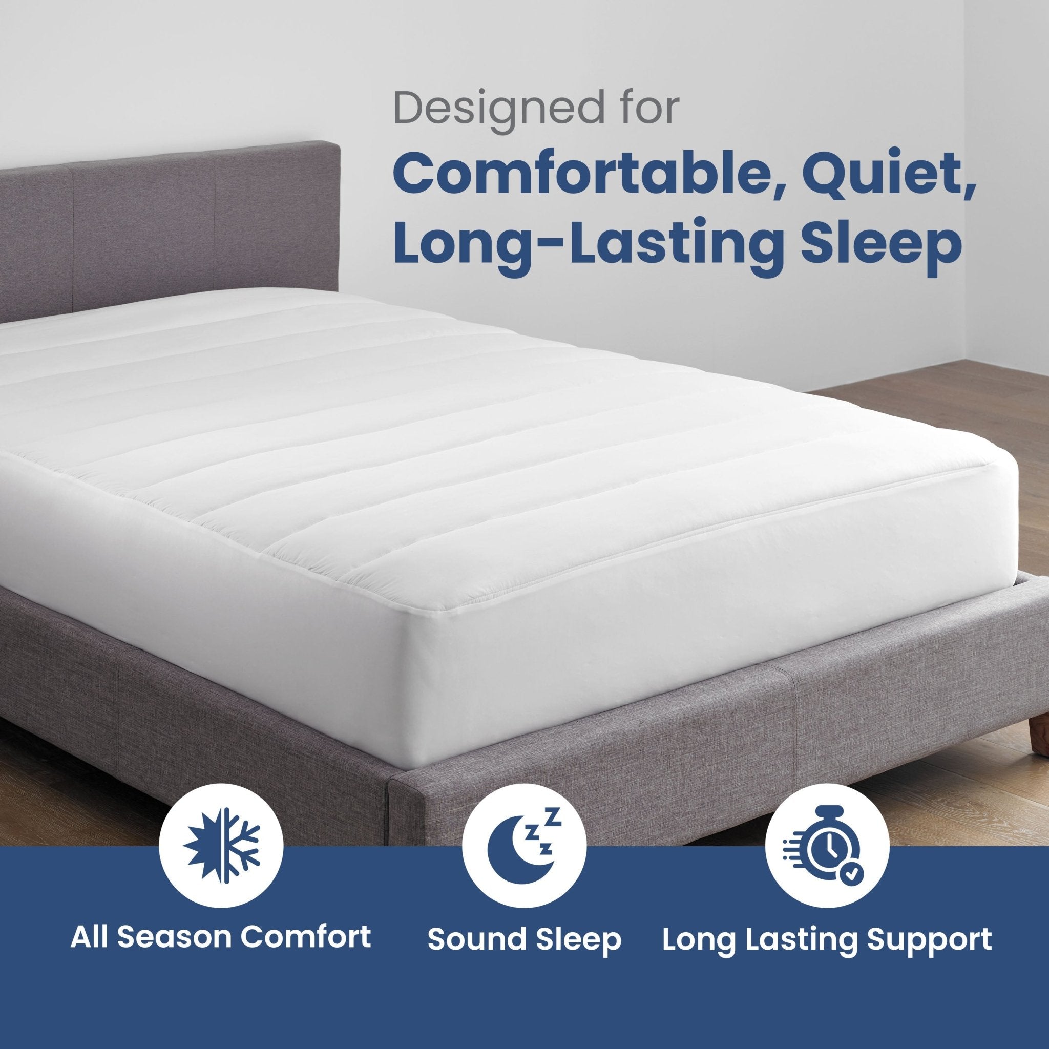 Martex Quilted Breathable Plush White Mattress Pad