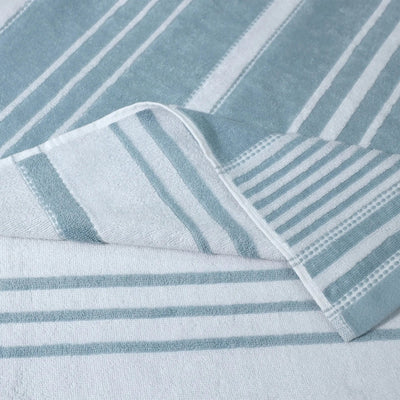 Close-up of mineral striped fabric with a folded corner