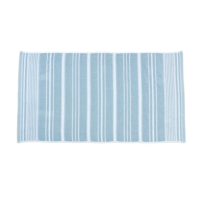 A rectangular striped, mineral bath towel, shown flat against a plain white background.