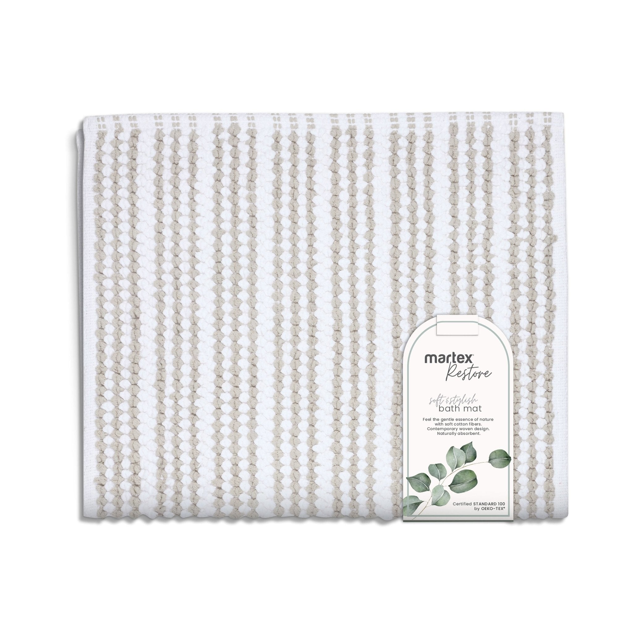Martex Restore Contrast Stripe 100% Cotton Soft Bath Rug