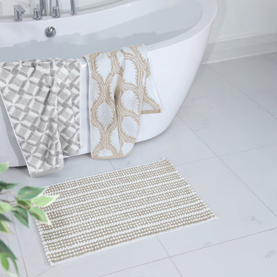 Martex Restore Contrast Stripe 100% Cotton Soft Bath Rug
