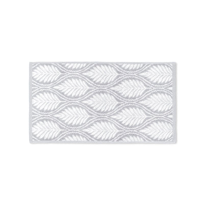 Grey hand towel with a subtle pattern on a white background