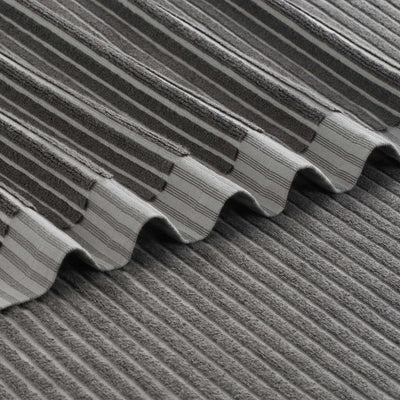 Close-up of a charcoal bath towel.