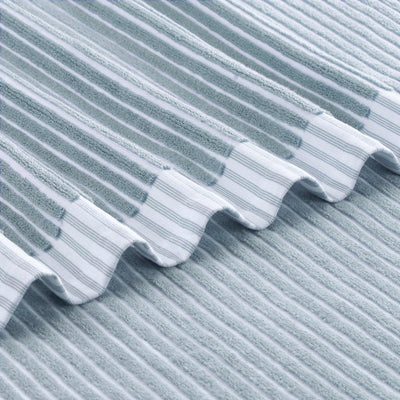 Close-up of a blue bath towel