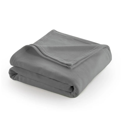 Folded gray blanket on a white background