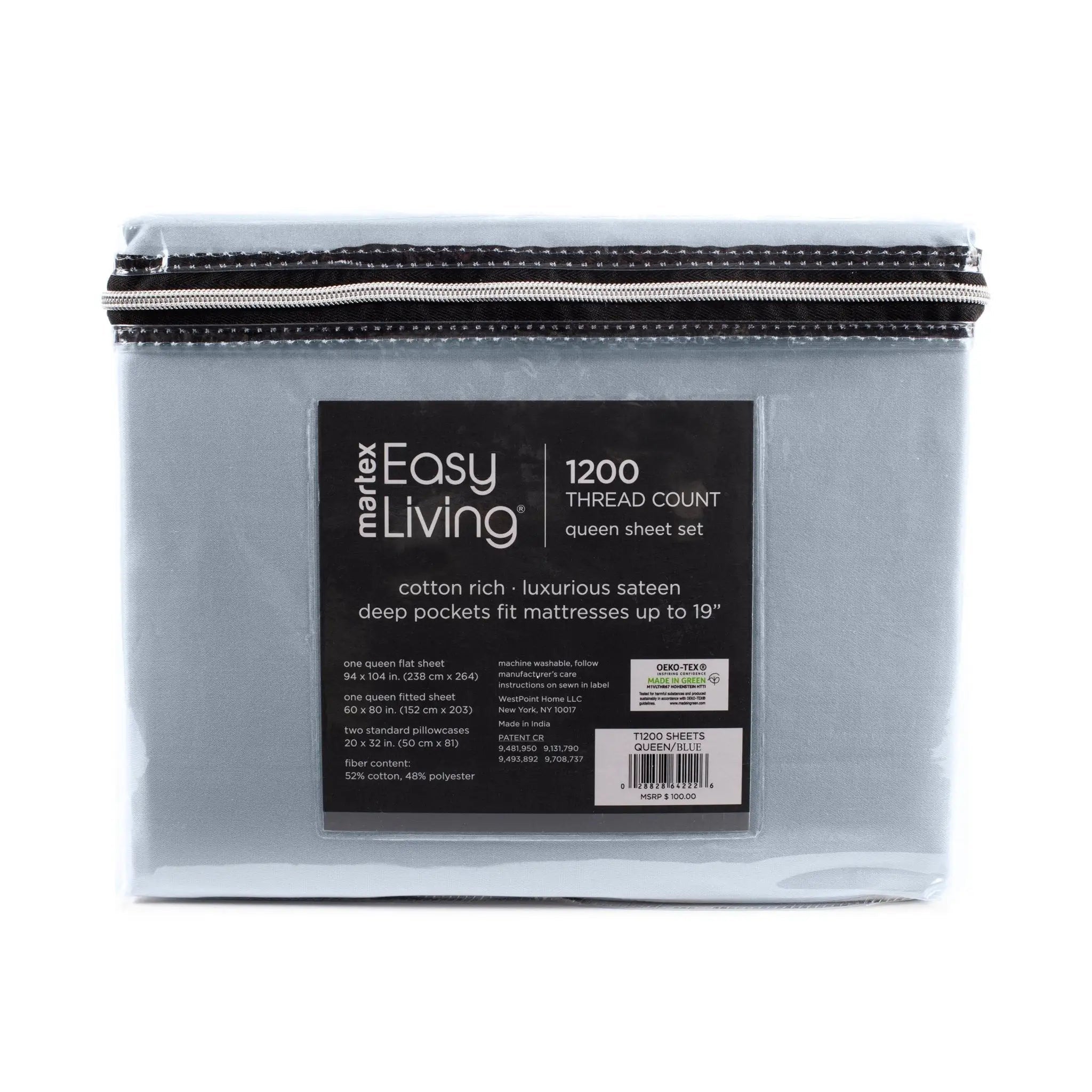 Manly Easy Living 1200 thread count sheet set packaging on a white background