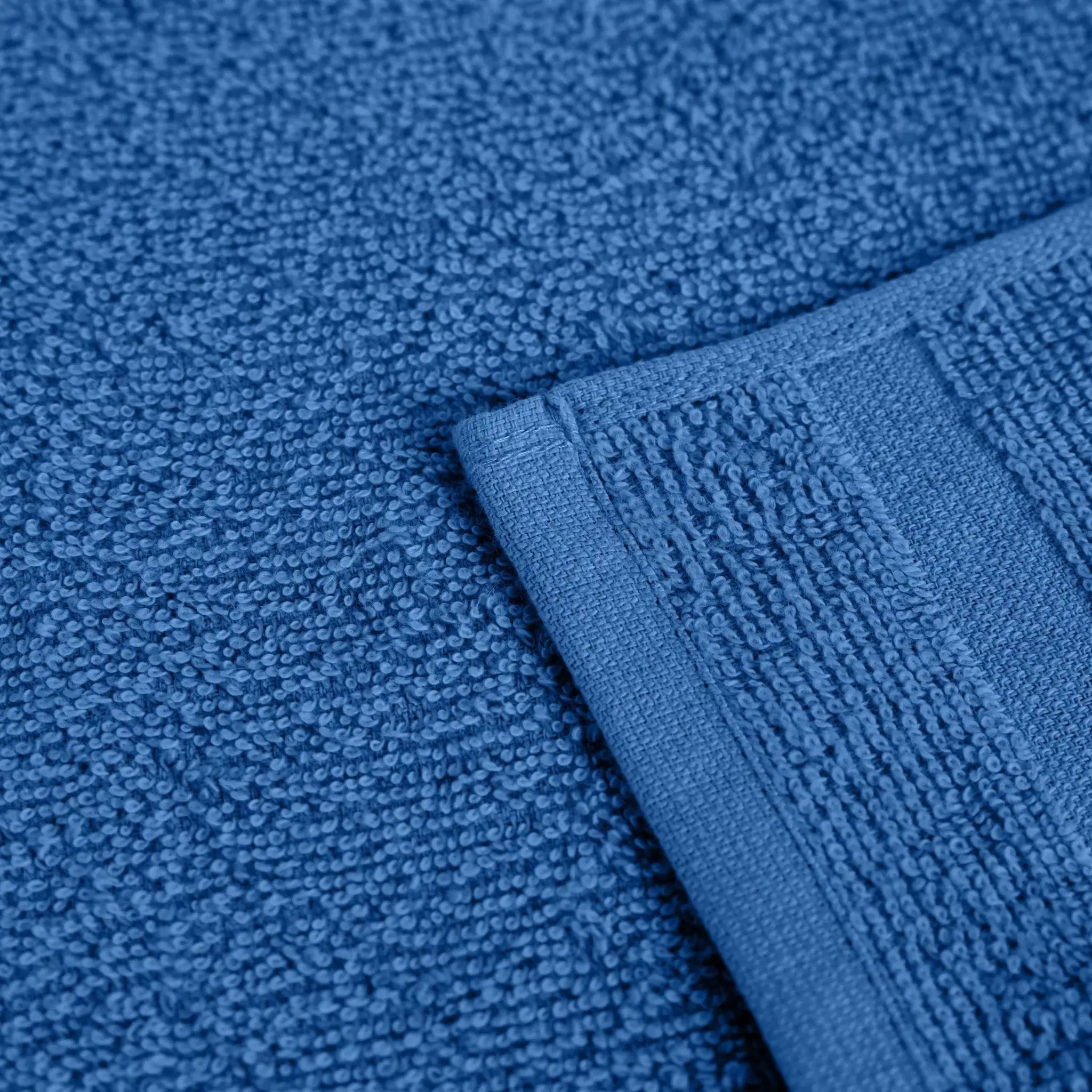 Close-up of a blue washcloth with textured surface