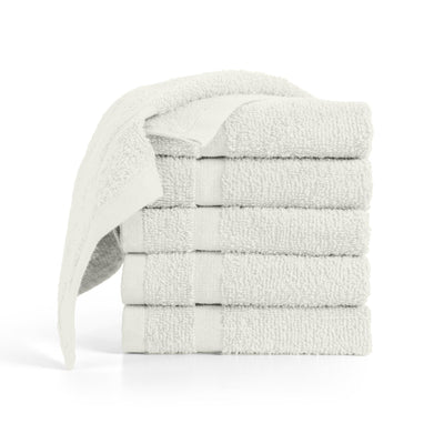 Stack of ivory washcloth on a white background