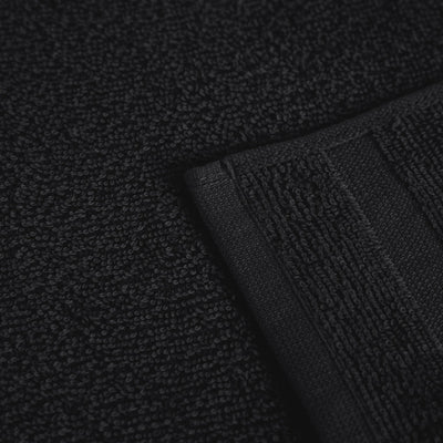 Close-up of a textured black fabric with a folded edge