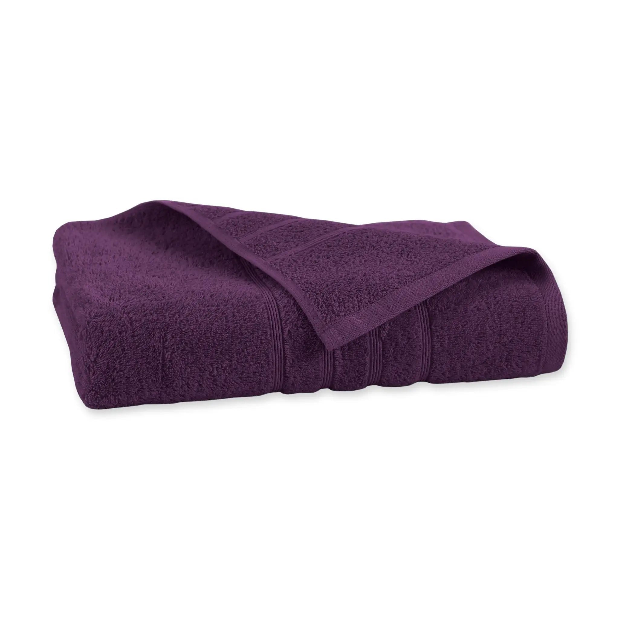 Purple bath towel on a white background