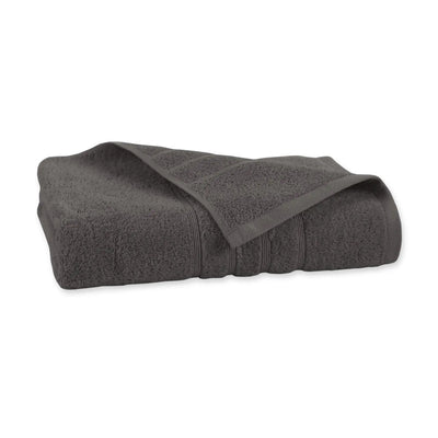 Charcoal coloted bath towel folded on a white background