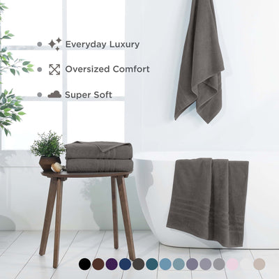 Eiffel tower bath sheets displayed in a bathroom setting with text highlighting features.