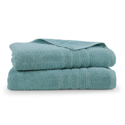 Two mineral colored bath sheets stacked on a white background