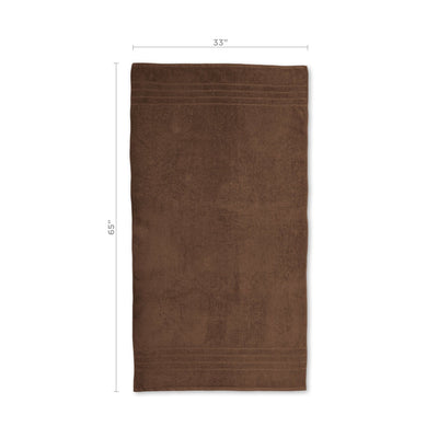 Chocolate bath sheet with dimensions on a white background