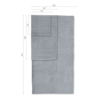 Spa blue towel with dimensions on a white background