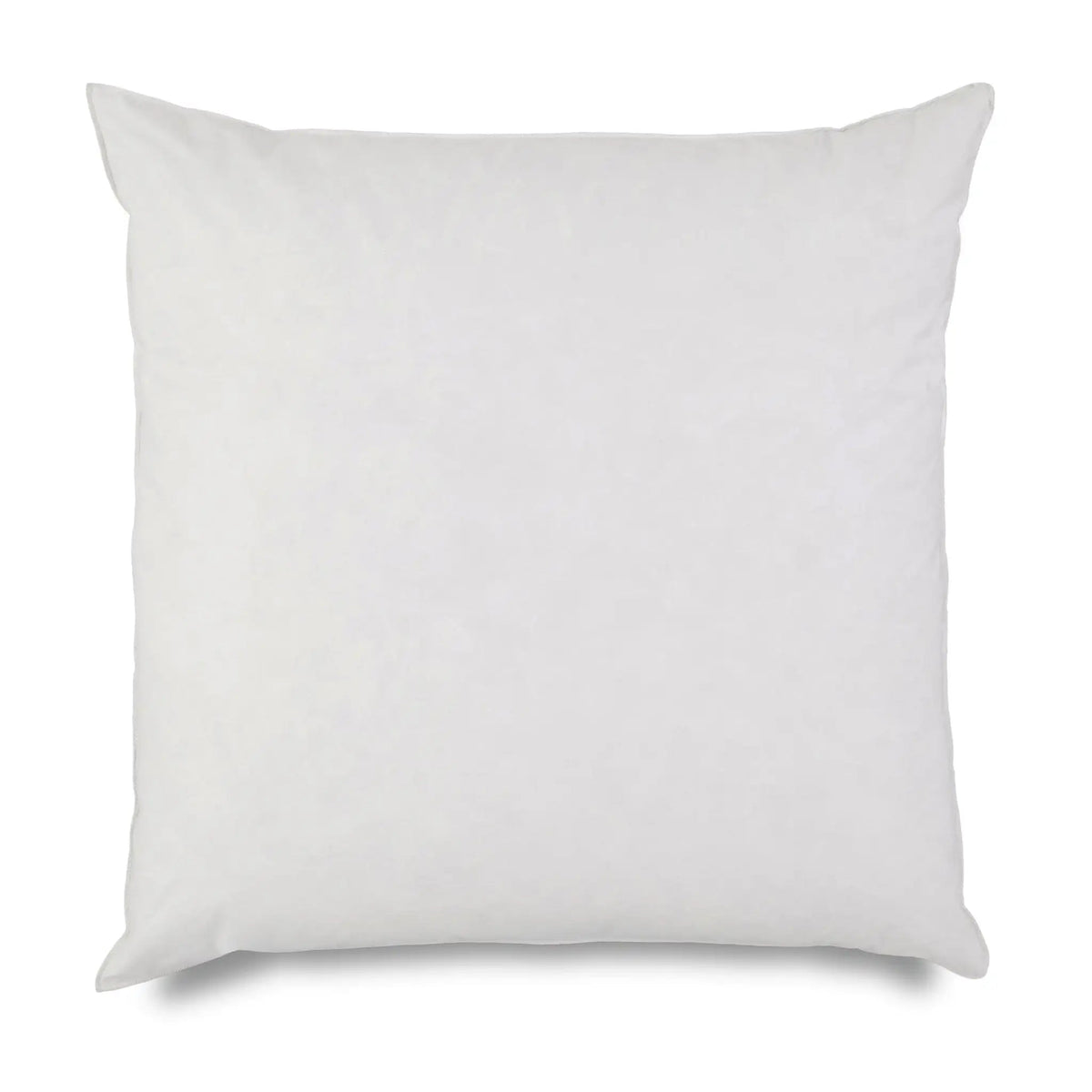 A plain white square throw pillow shown against a clean white background.