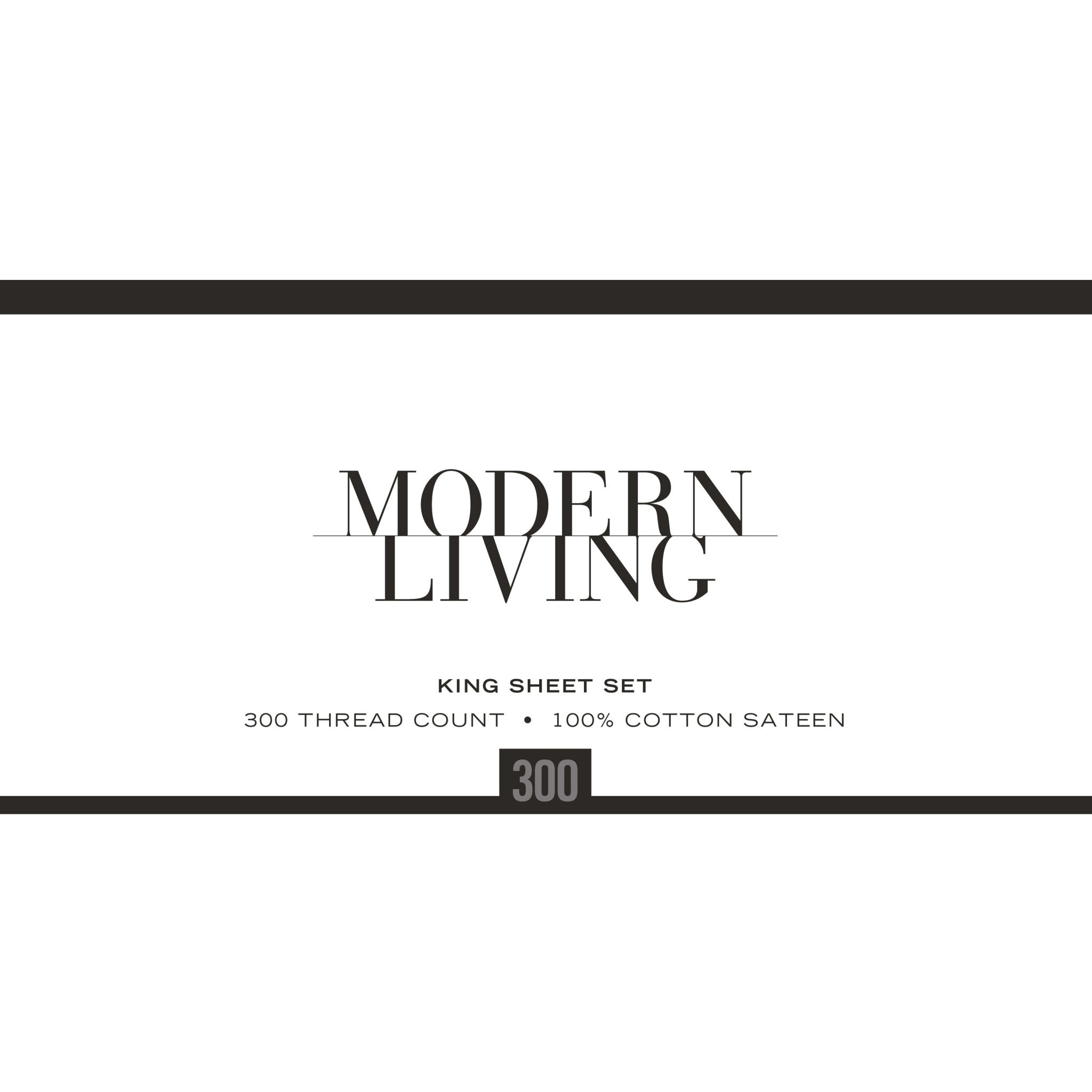 Modern Living Solid Color 300 Thread Count 100% Cotton Sateen Sheet Set
