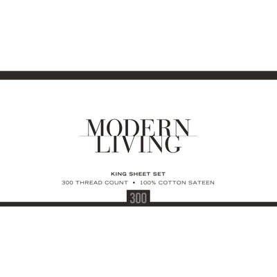 Modern Living Solid Color 300 Thread Count 100% Cotton Sateen Sheet Set