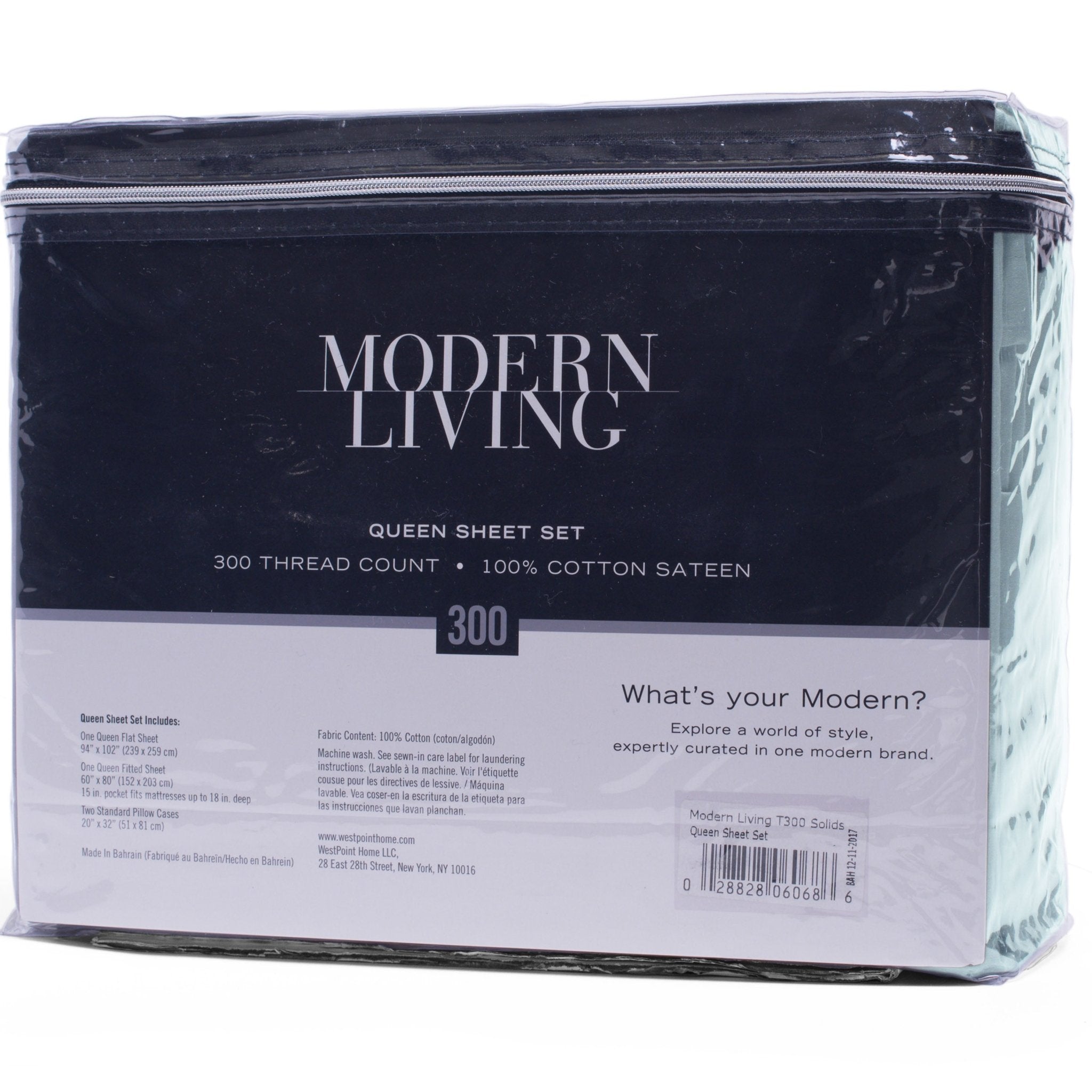 Modern Living Solid Color 300 Thread Count 100% Cotton Sateen Sheet Set