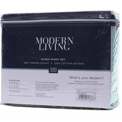 Modern Living Solid Color 300 Thread Count 100% Cotton Sateen Sheet Set