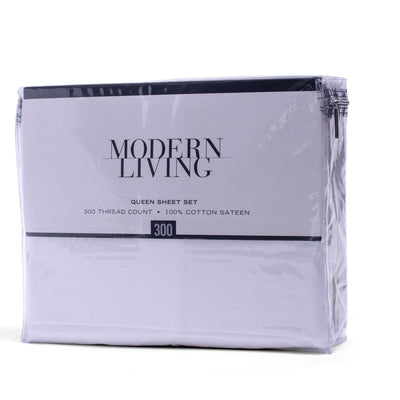 Modern Living Solid Color 300 Thread Count 100% Cotton Sateen Sheet Set
