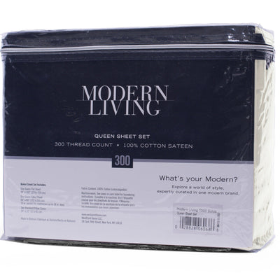 Modern Living Solid Color 300 Thread Count 100% Cotton Sateen Sheet Set