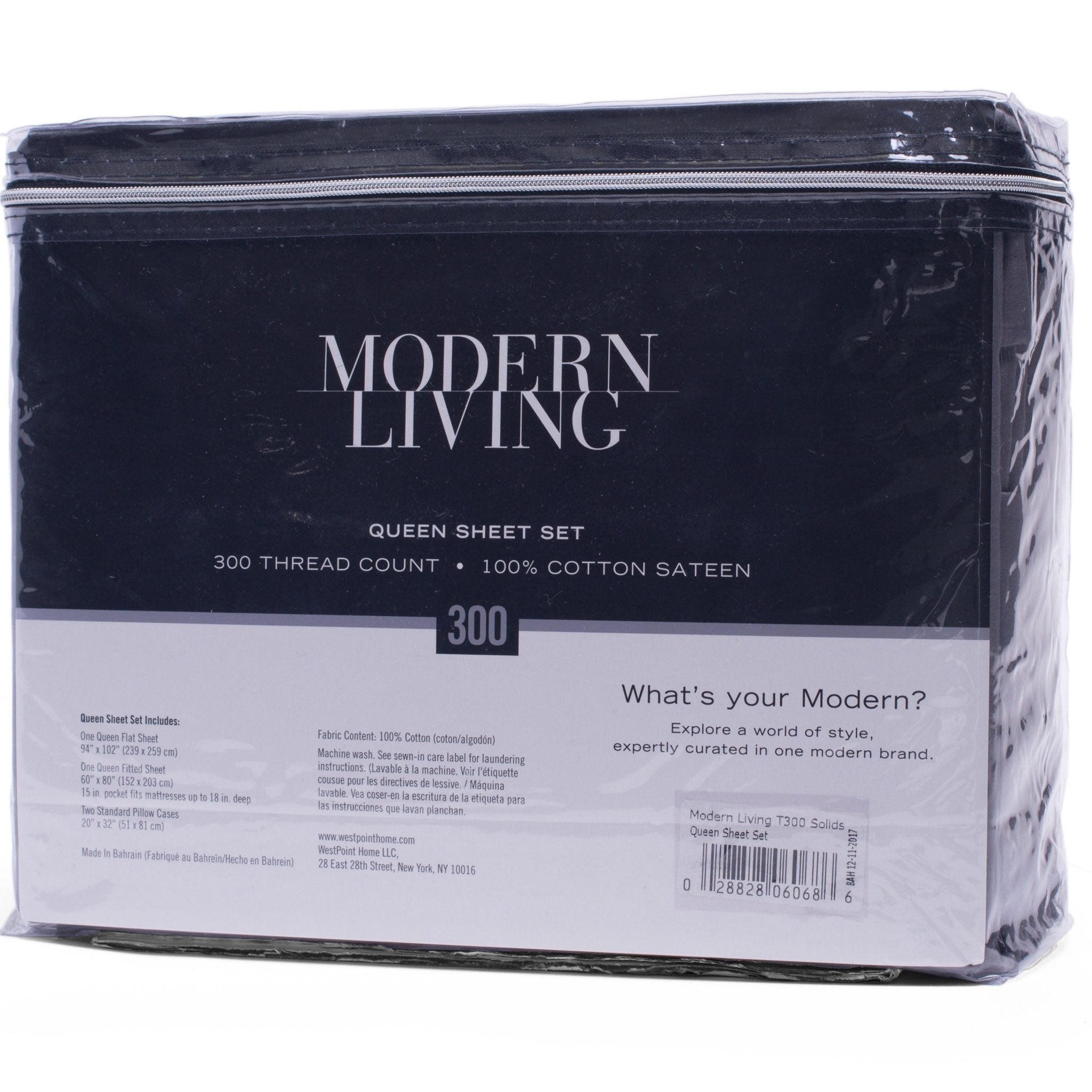 Modern Living Solid Color 300 Thread Count 100% Cotton Sateen Sheet Set