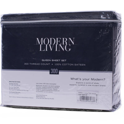 Modern Living Solid Color 300 Thread Count 100% Cotton Sateen Sheet Set