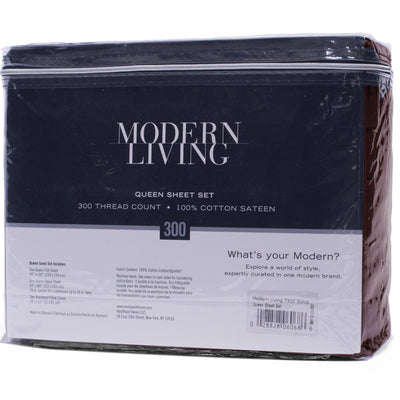 Modern Living Solid Color 300 Thread Count 100% Cotton Sateen Sheet Set
