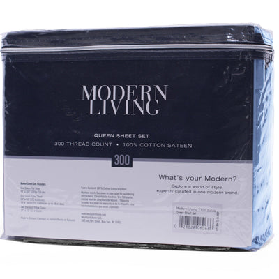 Modern Living Solid Color 300 Thread Count 100% Cotton Sateen Sheet Set
