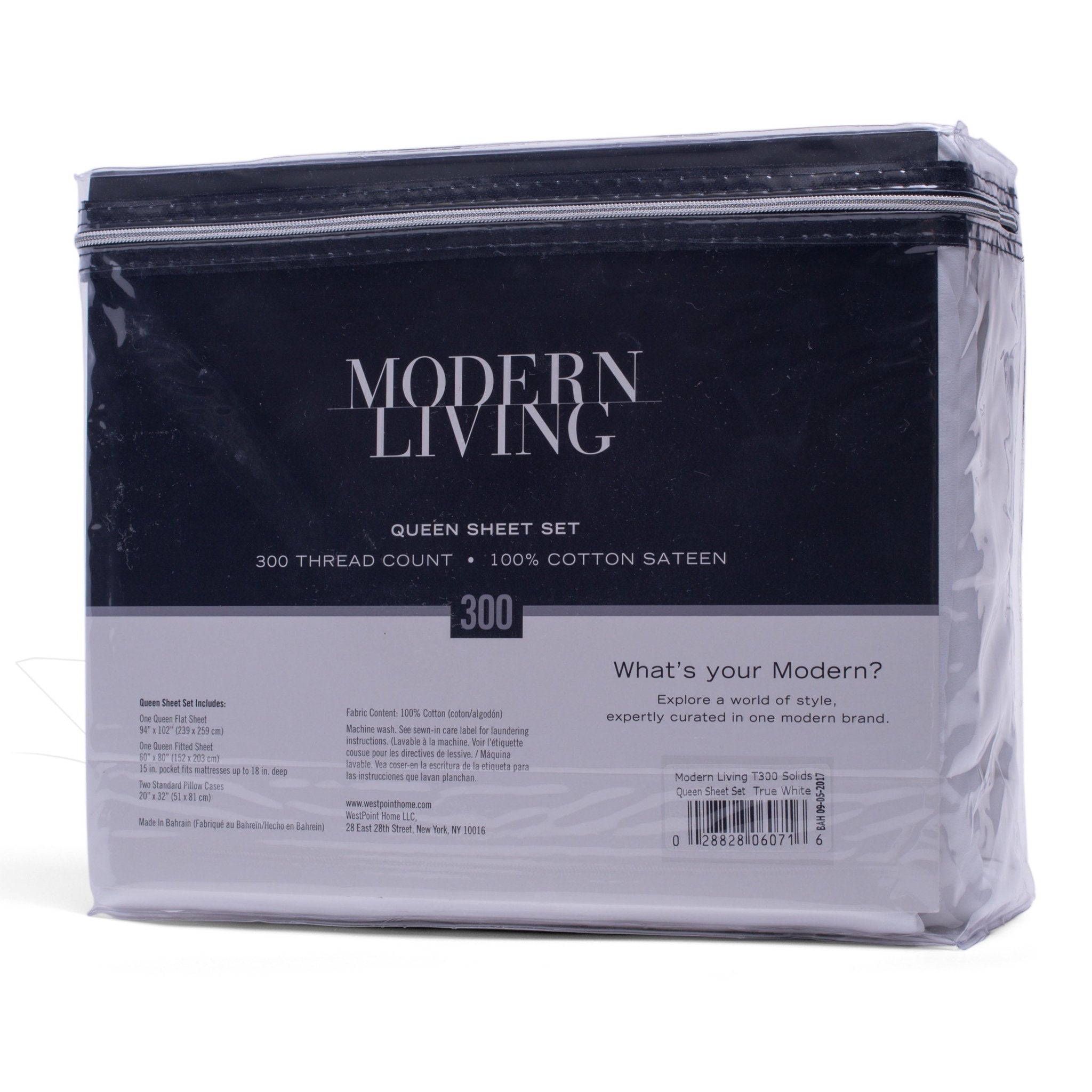 Modern Living Solid Color 300 Thread Count 100% Cotton Sateen Sheet Set