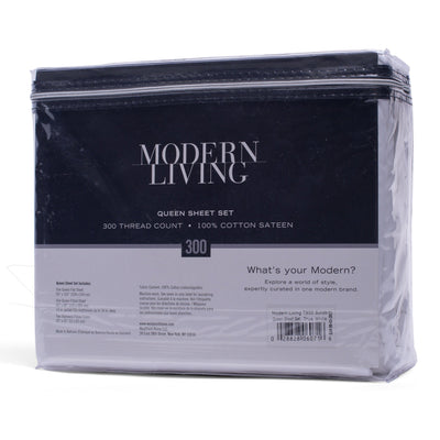 Modern Living Solid Color 300 Thread Count 100% Cotton Sateen Sheet Set
