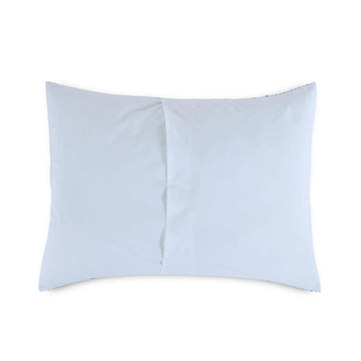 A white pillow sham reverse side shown flat against a solid white background.