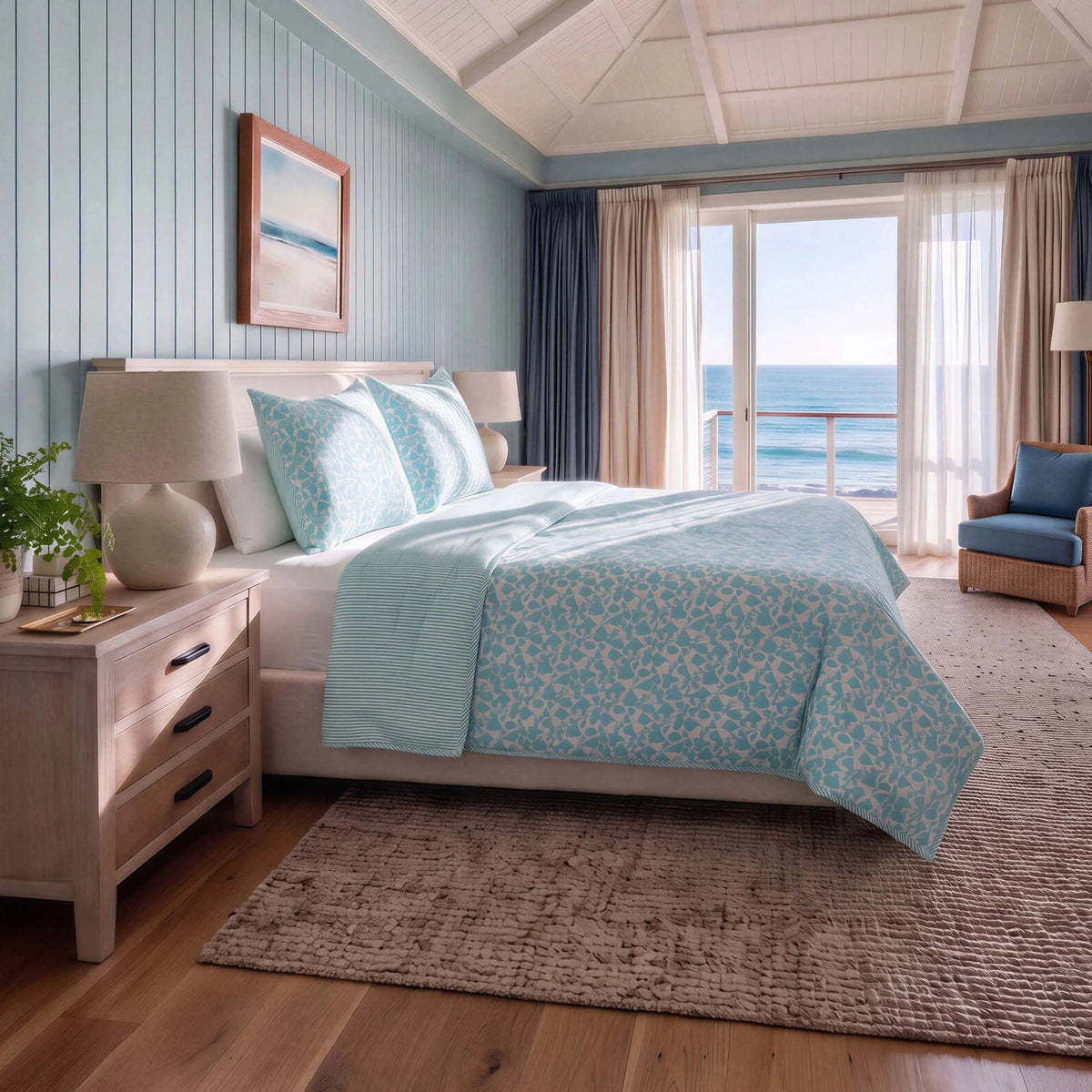 Southern Tide Ashley Harbor Aqua Quilt and Euro
