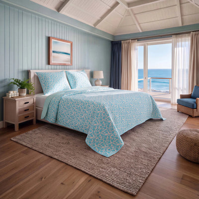 Southern Tide Ashley Harbor Aqua Quilt and Euro