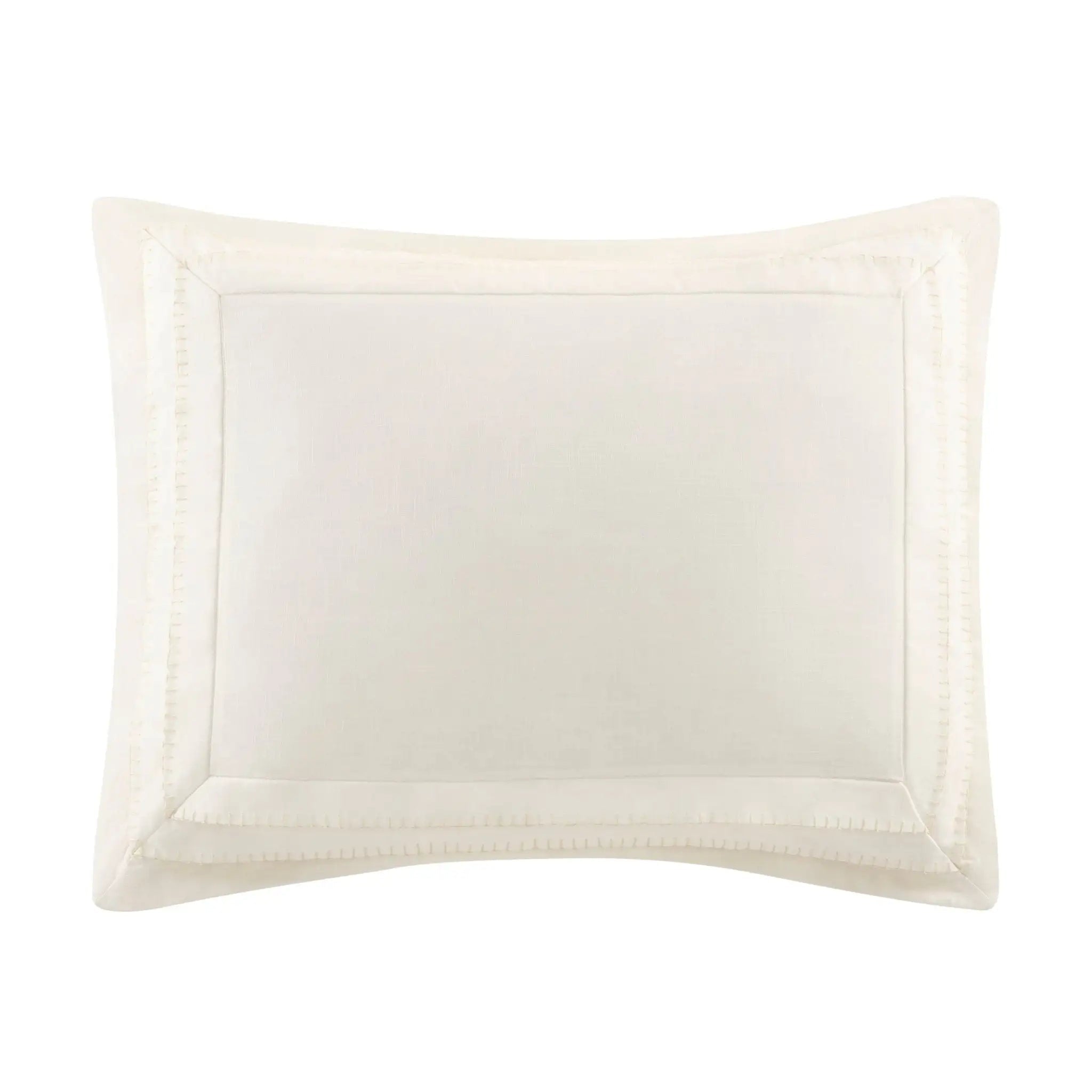 An ivory rectangular pillow sham with a decorative stitched border, shown against a solid white background.