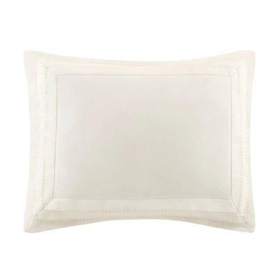 An ivory rectangular pillow sham with a decorative stitched border, shown against a solid white background.