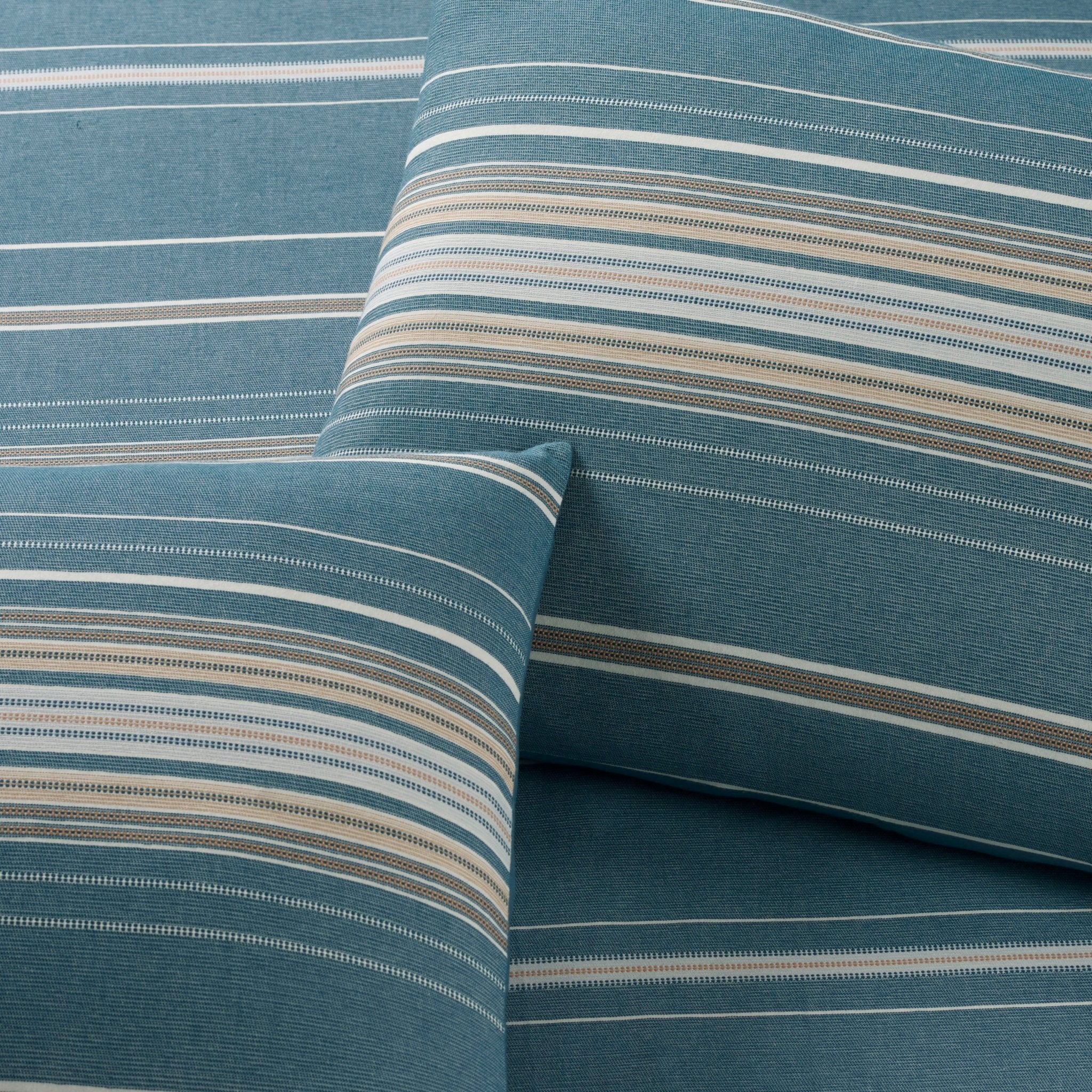 Blue striped fabric with a subtle pattern