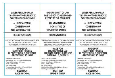 law label of quilts