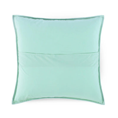 A square reversible side of mint green euro with a stitched border and a horizontal seam across the center, shown on a plain white background.