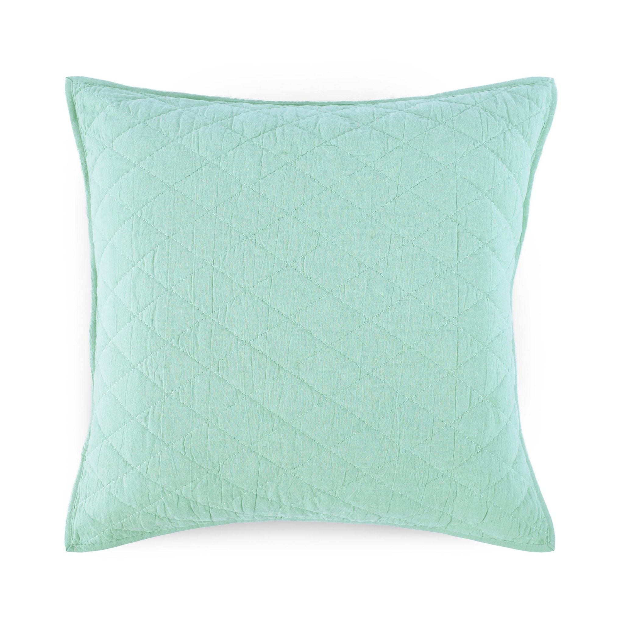 Mint green textured euro sham on a white background