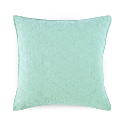 Mint green textured euro sham on a white background