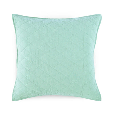 A square mint green quilted euro with a diamond-stitched pattern, shown against a plain white background.