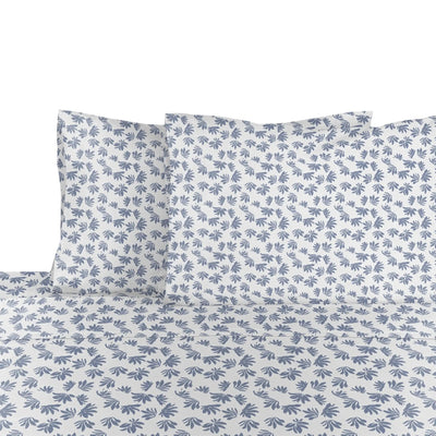 Gray patterned bed sheet set with two pillows on a white background
