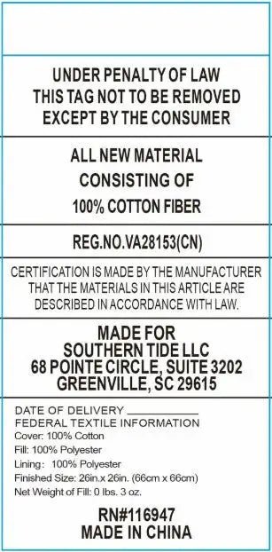Text label on a blue background with legal and product information.