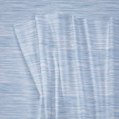 Light blue and white striped fabric draped to show its texture and pattern.